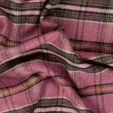 Polyester & Wool Mix Tartan in Pink, Olive & Orange - Per ½ Metre