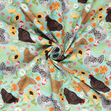 Chickens in the Meadow - 100% Cotton
