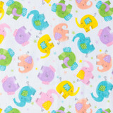 Fun Flannels: Elephants on White - 100% Cotton