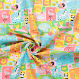 Fun Flannels: Animals on Multi Squares - 100% Cotton