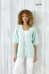 Button Up Top and Cardigan in King Cole Finesse DK (5876) - CROCHET