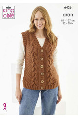 Waistcoat & Cardigan in King Cole Big Value Aran (6426)
