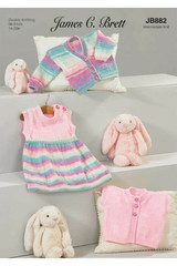 Dress, Cardigan & Waistcoat in James C Brett Baby Twinkle DK (JB882)