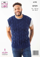 Sweater, Slipover & Hat in King Cole Aran (6190)