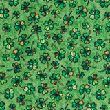 Spirit of Ireland: Shamrocks on Light Green - 100% Cotton