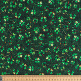 Spirit of Ireland: Shamrocks on Bottle Green - 100% Cotton