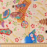 Geisha on Taupe - 100% Cotton