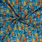 Cotton Poplin Print - Cartoon Dogs on Blue - Per ½ Metre