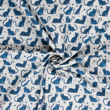 Cotton Poplin Print - Cat Silhouettes on White - Per ½ Metre