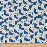 Cotton Poplin Print - Cat Silhouettes on White - Per ½ Metre