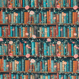 Cotton Poplin Print - Multicolour Autumn-toned Library - Per ½ Metre