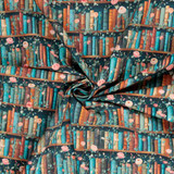 Cotton Poplin Print - Multicolour Autumn-toned Library - Per ½ Metre