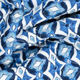 Double-Sided Quilted Viscose w/Lattice Geo in Blue - Per ¼ Metre