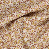 Spanish Pure Linen Vintage Floral in Avocado & Tan - Per ½ Metre