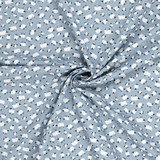 Cotton Poplin Print - White Sheep on Grey - Per ½ Metre