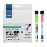 Concept Bullet Tip Whiteboard Markers w/Eraser Lid (8pk)