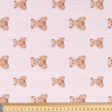 Toybox Treasures: Vintage Teddy Pink Stripe - 100% Cotton