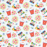 Narrowboat Decor in White - 100% Cotton