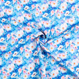 Watercolour Daisies in Pink, White and Blue - 100% Cotton