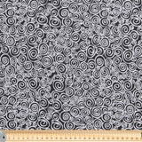 White Swirls on Black - 100% Cotton
