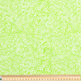 White Swirls on Lime Green - 100% Cotton