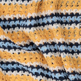Spanish Crochet Knit Stripe in Maize & Sky - Per ½ Metre