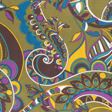 Large Art Nouveau Viscose in Olive & Violet - Per ½ Metre
