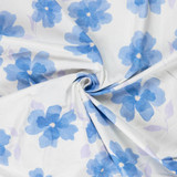 100% Cotton Poplin Watercolour Floral in Blue & Lilac on White - Per ½ Metre