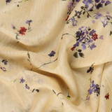 Cotton & Silk Delicate Watercolour Floral on Yellow - Per ½ Metre