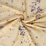 Cotton & Silk Delicate Watercolour Floral on Yellow - Per ½ Metre