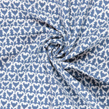 Delicate Hearts Italian Cloqué in Denim Blue & Silver - Per ¼ Metre