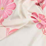 Cotton Poplin w/Large Pink Floral Splash on Ivory - Per ½ Metre