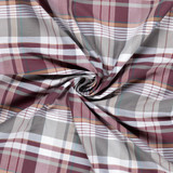 Cotton Shirting Tartan in Platnium & Mulberry - Per ½ Metre