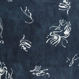 Italian Viscose Satin on Navy w/White Fossil Pattern - Per ½ Metre