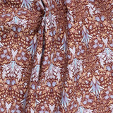 100% Cotton Lawn Blue & Gold Florals on Brown - Per ½ Metre