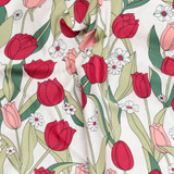 100% Cotton Lawn Red Tulips on Ivory - Per ½ Metre