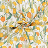 100% Cotton Lawn Yellow Tulips on Ivory - Per ½ Metre