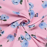 Light Viscose w/Lavender Roses on Bubblegum Pink - Per ½ Metre