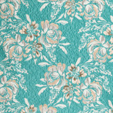 Large Floral Brocade in Teal & Ivory & Metallic Gold - Per ½ Metre