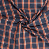 Brushed Cotton Shirting in Navy & Orange Check - Per ½ Metre