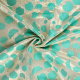 Half Moon Brocade in Aqua & Gold - Per ¼ Metre