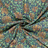 100% Cotton Lawn: Yellow Honeysuckle on Navy - Per ½ Metre