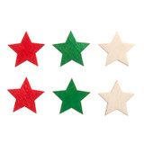 Christmas Craft Embellishments (12pcs) - Bright Wooden Stars