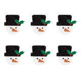 Christmas Craft Embellishments (6pcs) - Glitter Snowmen