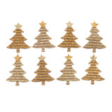 Christmas Craft Embellishments (8pcs) - Gold Glitter Trees