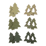Christmas Craft Embellishments (12pcs) - Green Wooden Trees
