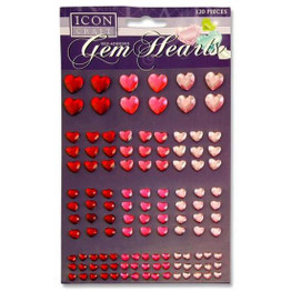 Self Adhesive Gems (120pcs) - Red Hearts