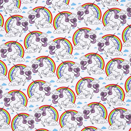 Cotton Poplin Print - Unicorns on Ivory - Per ½ Metre