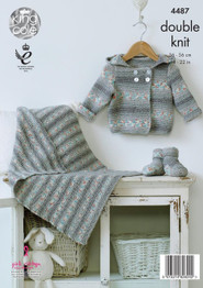 Hooded Jacket, Blanket & Booties in King Cole Drifter for Baby DK (4487)