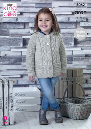 Round Neck & V Neck Cardigans in King Cole Aran (5062)